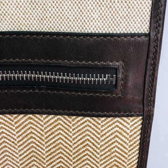 Vintage Hermes Toile & Swift Cap d'Ail Tote Canvas Leather Large Authentic COA - Picture 4 of 12